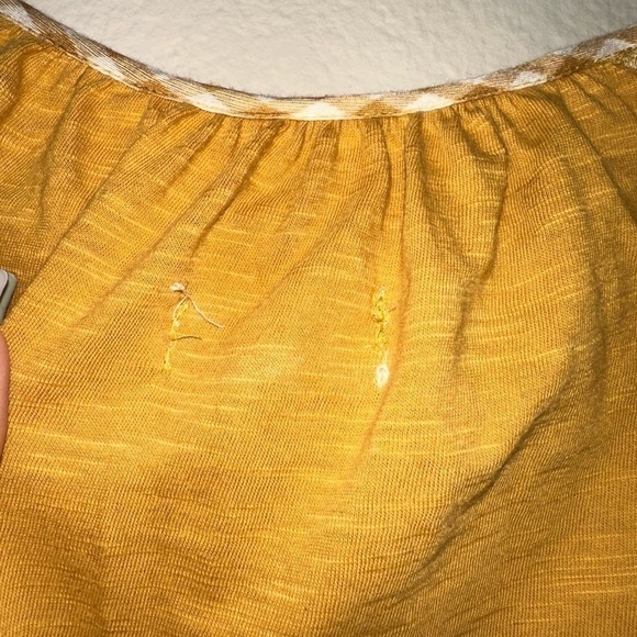 Porridge lagenlook cottagecore mustard yellow blouse boho layer sleeves tassel S - Picture 7 of 9